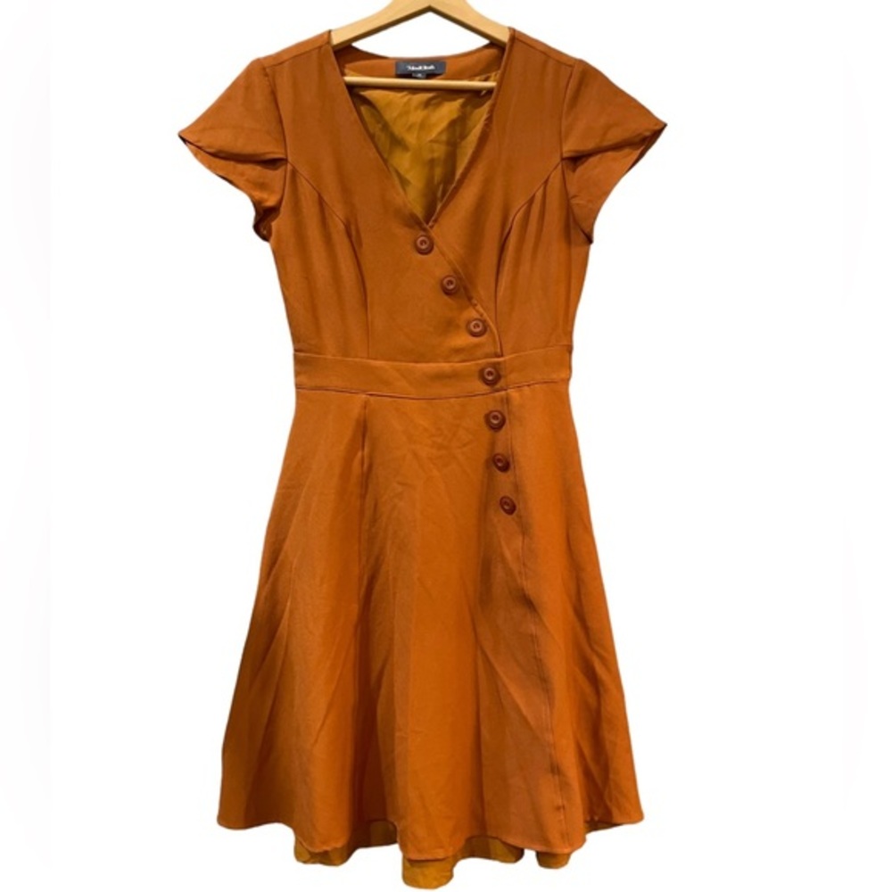 ModCloth Orange Button Front Dress‎ with pockets, size medium